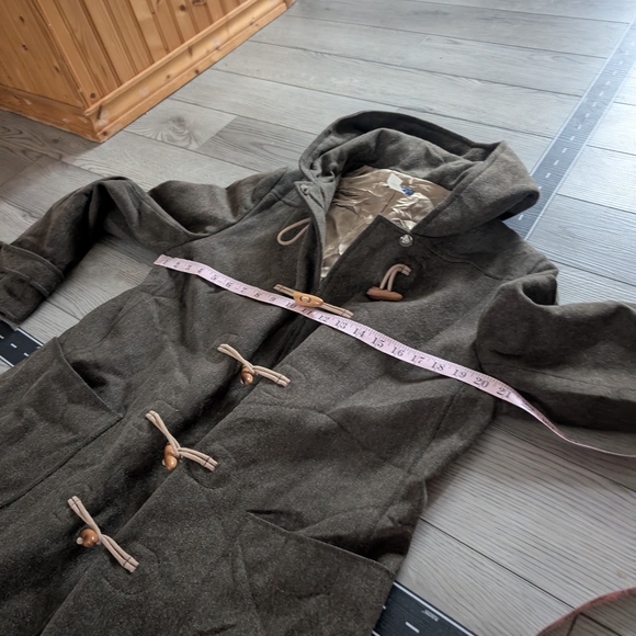 J. Crew Forrest Green‎ Wool Thinsulate Hooded Duffle Toggle Coat Size Large - Picture 11 of 11